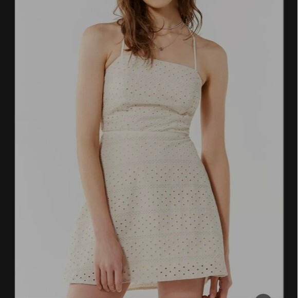 Urban Outfitters Twin Leaf Eyelet Mini Dress small - Picture 1 of 12